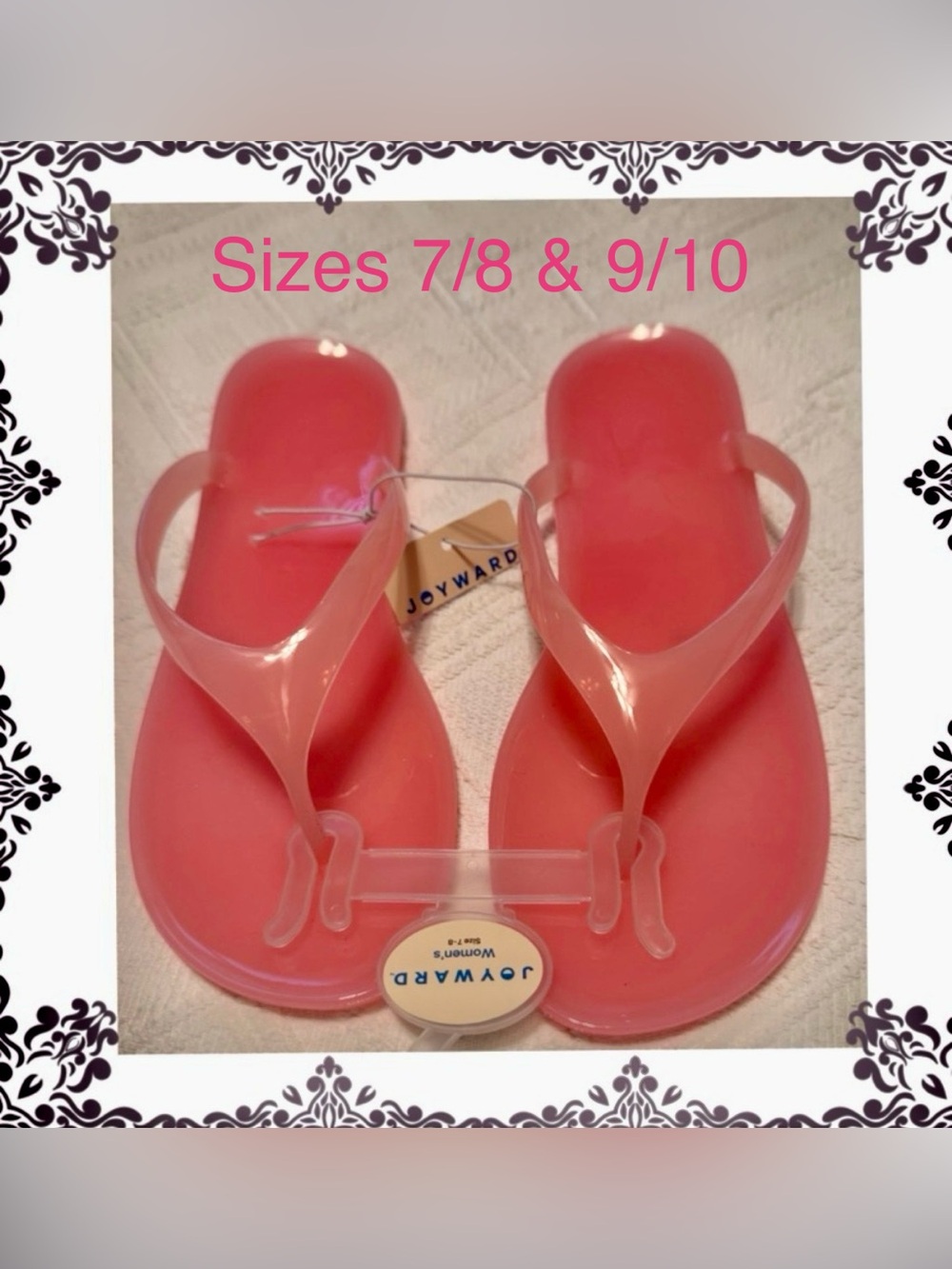 Sandals flip flops slip on shoes - jellies - pink opaque - sz 7/8 & 9/10  NEW!